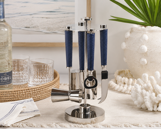 Laguna Nickel & Leather Bar Tool Set
