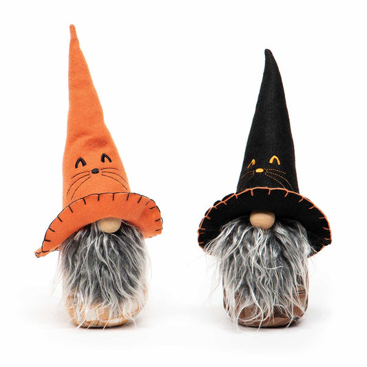 Gnome 13" Witch Cat Hat Black/Orange