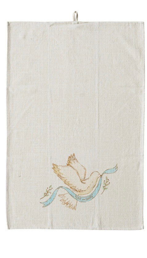 Cotton Printed Tea Towel with Holiday Image/Saying II