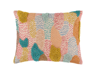Zinnia Embroidered Decorative Pillow   16" Lumbar
