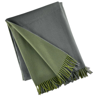 100% Wool Two Tone Throw with Fringe   55"x75"

