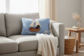 Skiff Sailing Lab 8" x 12" Hooked Pillow
