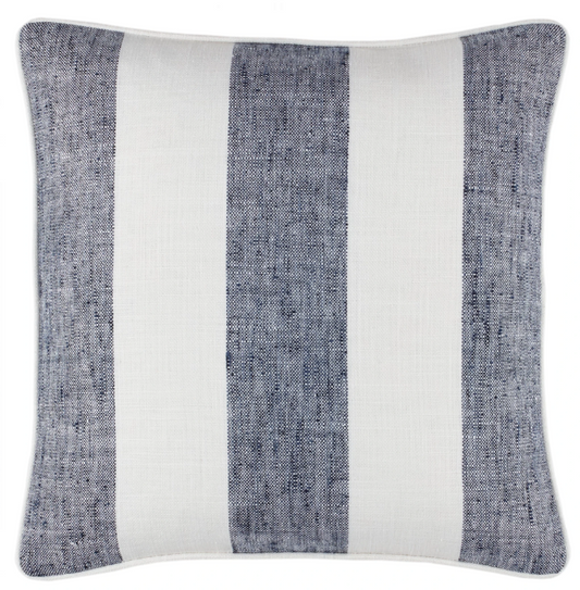 Awning Stripe Navy Decorative 20" Square Pillow Indoor/Outdoor