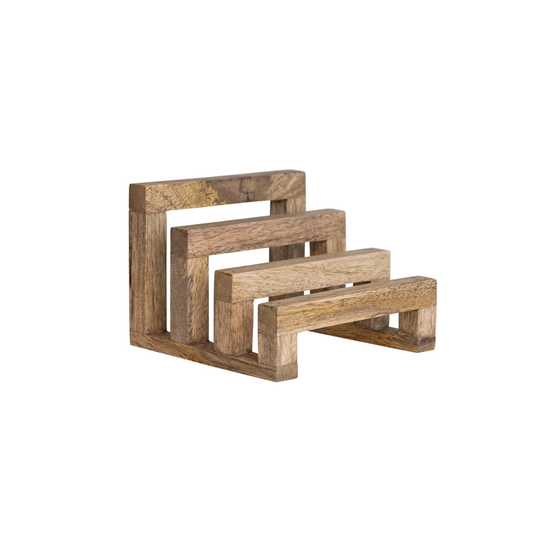 Mango Wood Stand w/ 3 Sections Natural