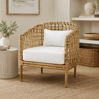 Indigo Road by Egypt Sherrod Yulia Open Rattan Barrel Occasional Chair, Natural
