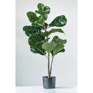 Faux Fiddle Fig Leaf Plant in Pot
