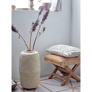 20" Square x 18"H Woven Water Hyacinth & Wood Stool
