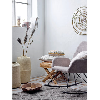 20" Square x 18"H Woven Water Hyacinth & Wood Stool
