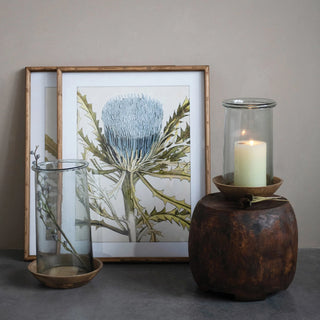 Glass Hurricane with Wood Base
