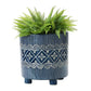 Footed Planter with Black Pattern