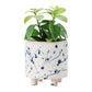 White Footed Planter with Navy Pattern