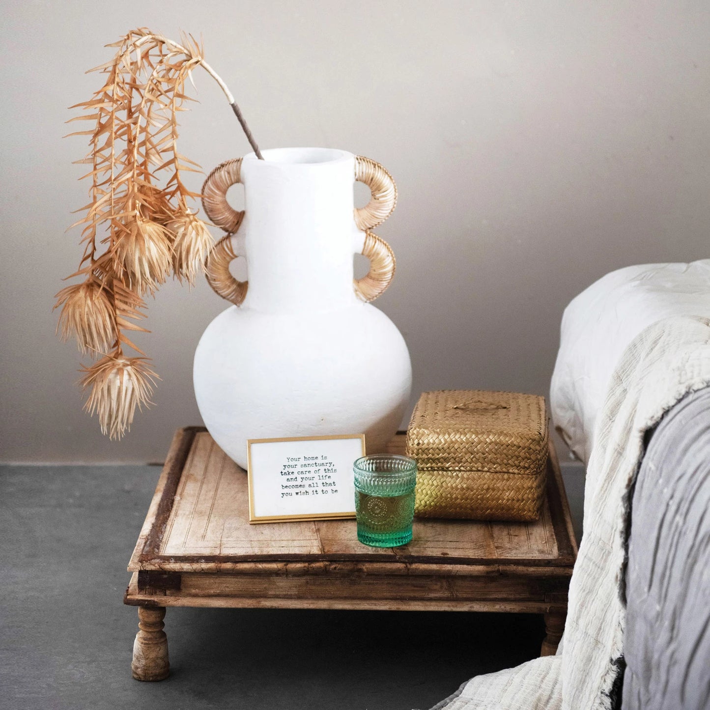 Metal & Glass Frame w/ Easel & Saying, Gold Finish I