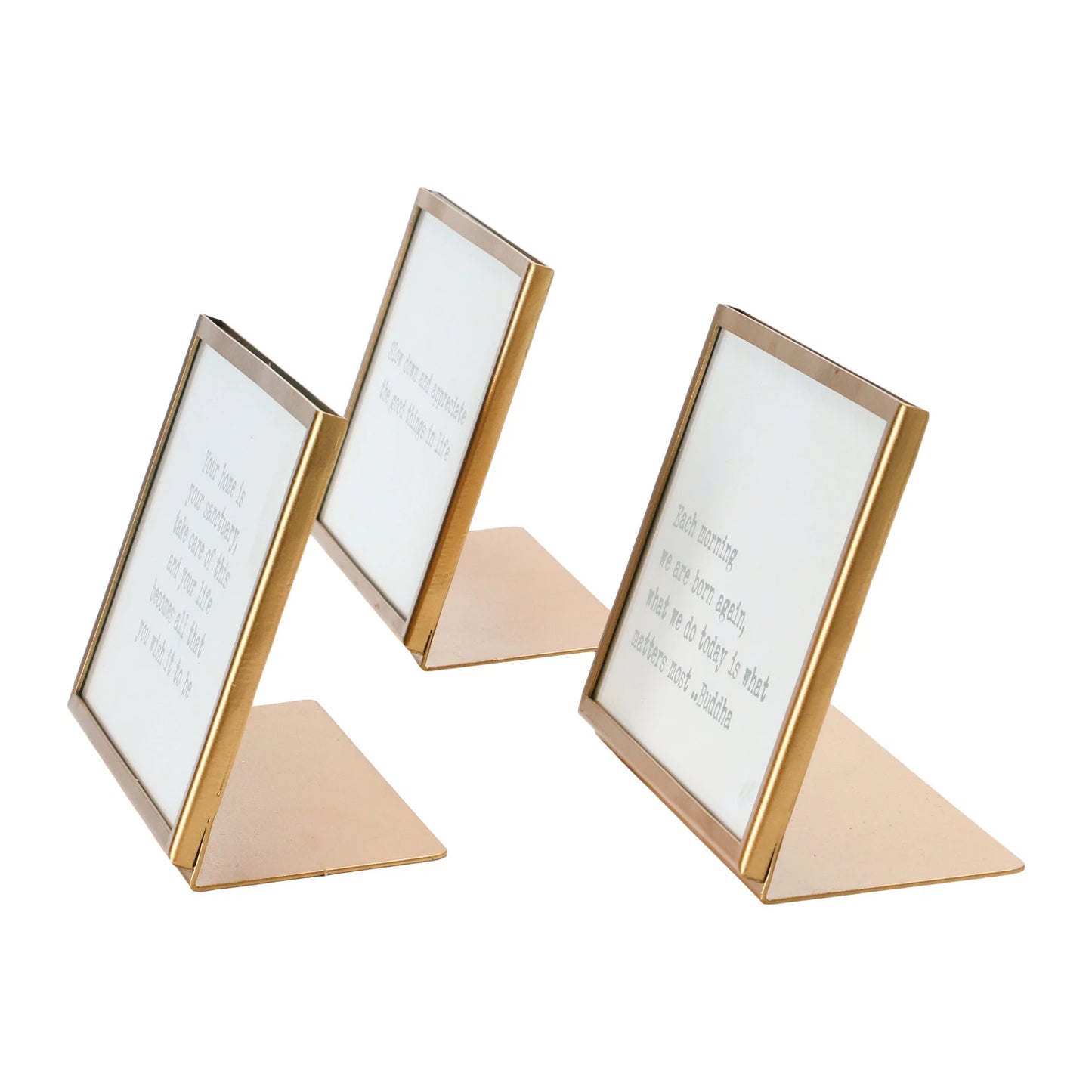 Metal & Glass Frame w/ Easel & Saying, Gold Finish III