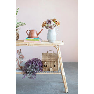 Hand Woven Rattan Console Table with Shelf
