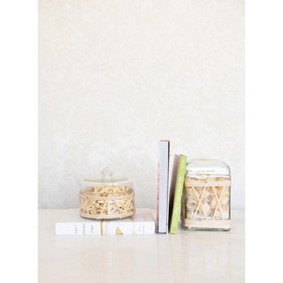 Rattan Wrapped Glass Jar with Lid
