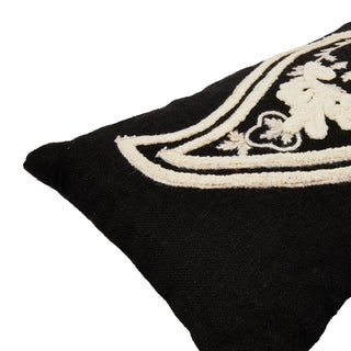 14" x 9" Woven Cotton Slub Lumbar Pillow with Embroidered Paisley
