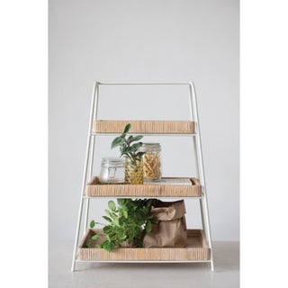 Decorative Metal Wood and Bamboo 3 Tier Tray
