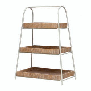 Decorative Metal Wood and Bamboo 3 Tier Tray
