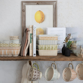 2 1/2 Cup Hand Stamped Stoneware Baker w/ Pattern IV
