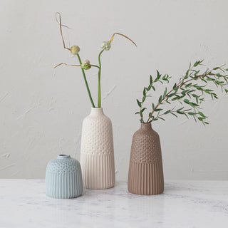Debossed Stoneware Vases, Matte Glaze   Medium
