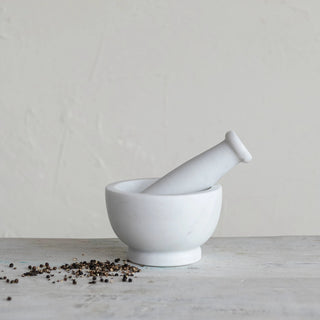 Marble Mortar & Pestle, White
