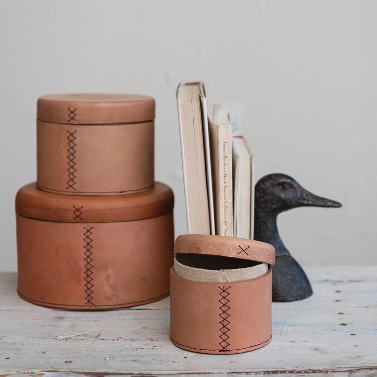 Cast Iron Duck Head Bookends, Distressed Black