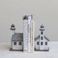 Resin Lighthouse Bookends, Distressed Finish, Grey & White, Set of 2