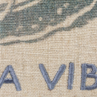 Linen Blend Printed Pillow w/ Snail & Embroidery "It's A Vibe"
