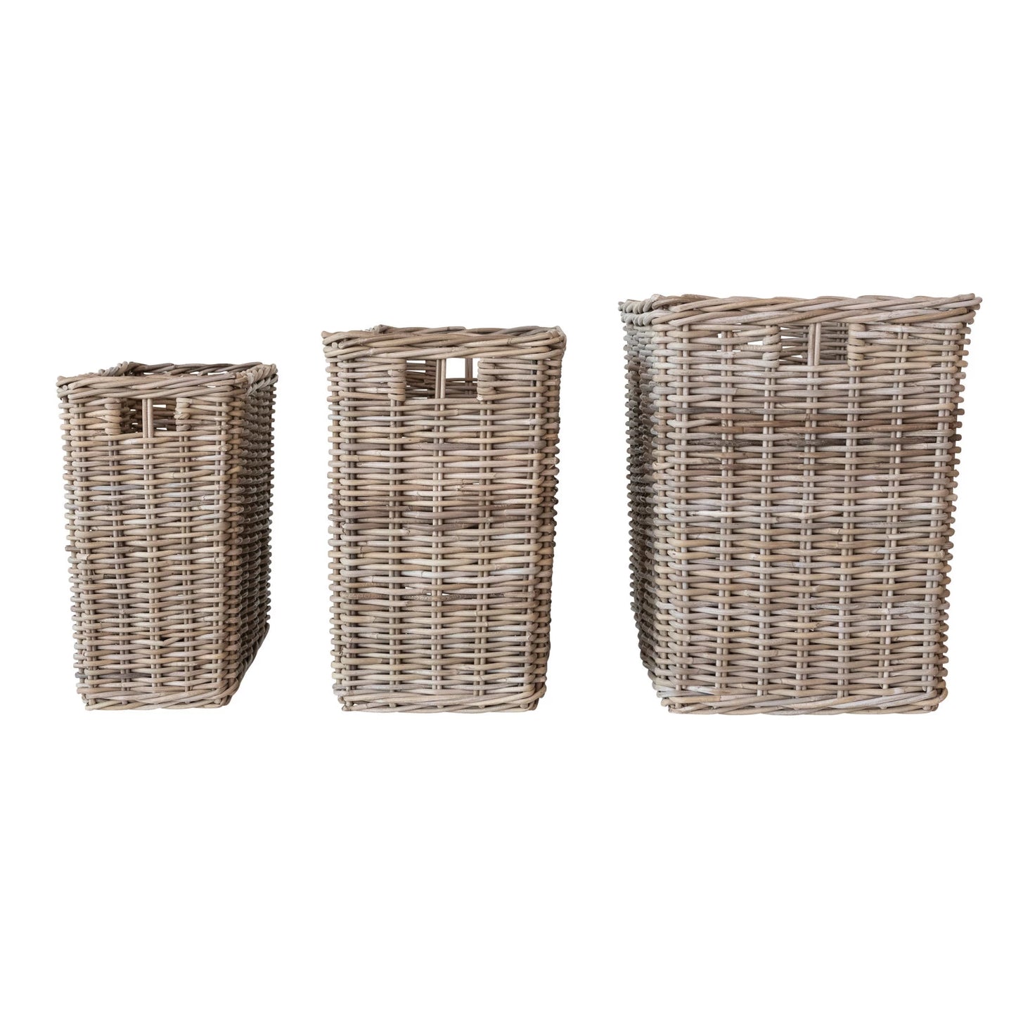 Woven Wicker Rattan Basket w/ Handles - Medium