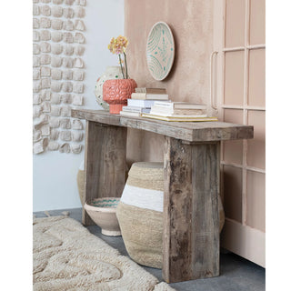 Mango Wood Slatted Console Table
