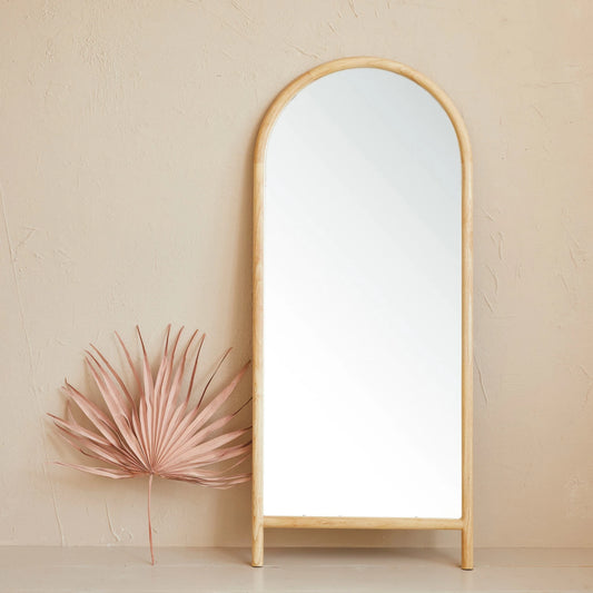 Mango Wood Framed Arched Footed Floor Mirror