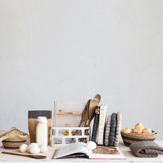 Stoneware Basket, Matte Cream Colored Speckled
