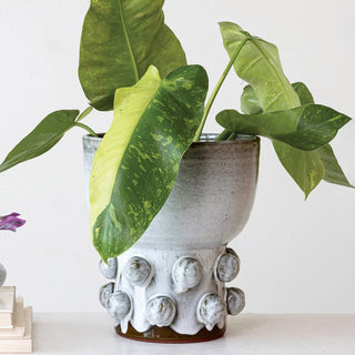 Terra cotta Footed Vase w/ Raised Dots
