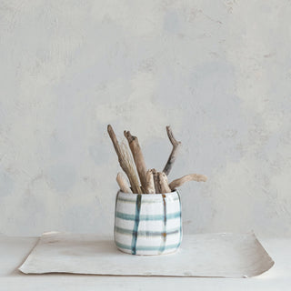 Hand Painted Stoneware Planter (Holds 7" Pot)
