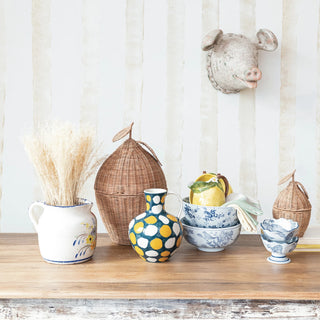 Porcelain Bowl w/ Botanicals, Crackle Glaze
