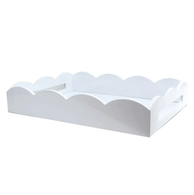 Medium White Scalloped Edge Tray