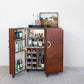 Bar Cabinet with Flocked Interior, Mirror & Brass Hardware