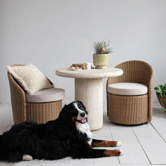 Concrete Indoor/Outdoor Table, Travertine Finish, KD