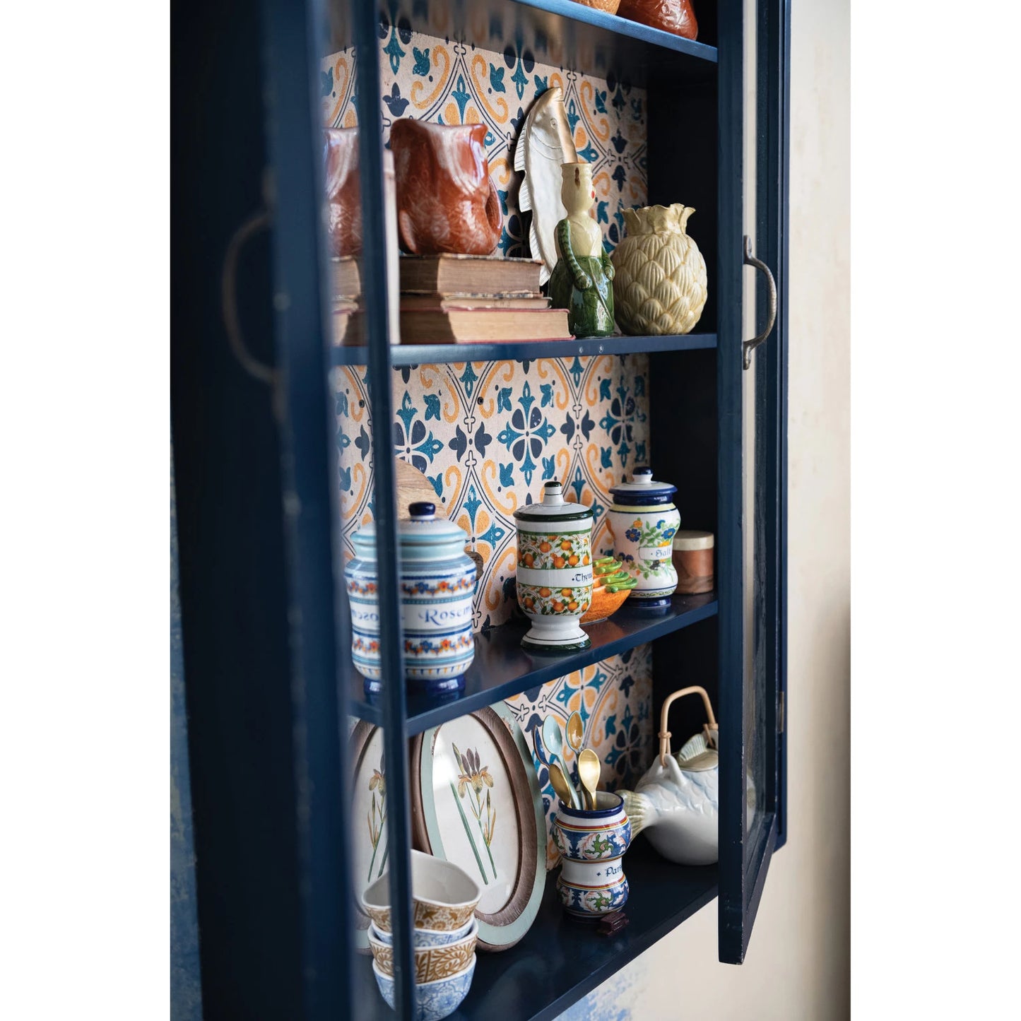 Cabinet with 4 Shelves & Patterned Paper Back