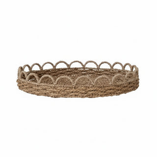 Decorative Woven Seagrass Scalloped Trays, Natural   Large

