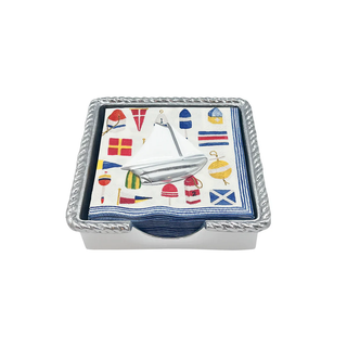 White Sailboat Rope Napkin Box Set

