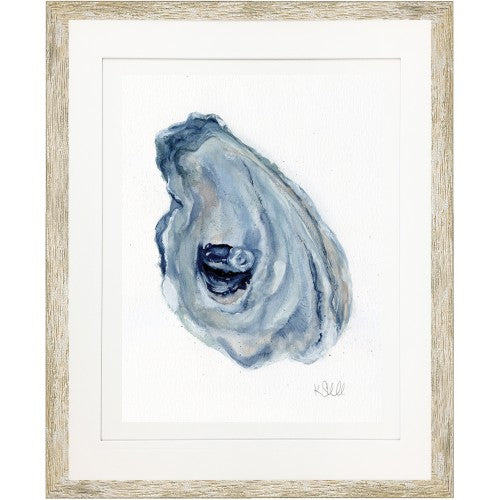 KS- OYSTER IN GREY 2 - 18" x 22" - Distressed Silver Frame