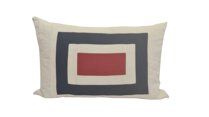 Signal Flag Pillow  White ground with Indigo rectangle and Red rectangle center 16" x 24" ***