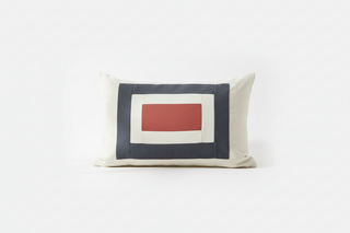 Signal Flag Pillow   White Ground with Indigo Rectangle and Red Rectangle Center 16" x 24"
