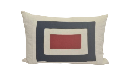 Signal Flag Pillow  White ground with Indigo rectangle and Red rectangle center 16" x 24" ***