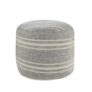 Farmhouse Triple Stripe Indoor Outdoor Pouf Gray/White
