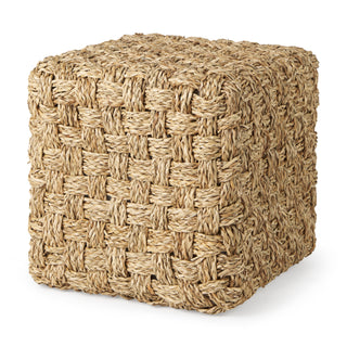 Adele 17.7L x 17.7W x 17.7H Medium Brown Seagrass Woven Square Pouf
