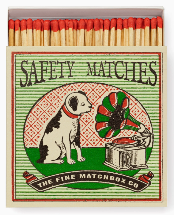 Dog and Gramaphone Square Matchbox – The Spotted Whale