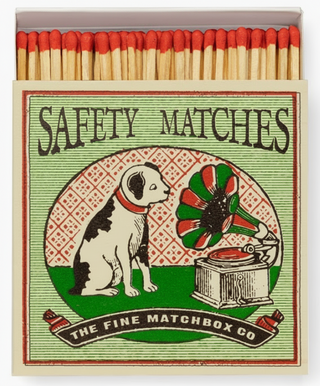 Dog and Gramaphone Square Matchbox
