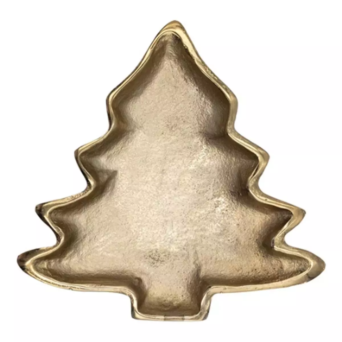 7-1/4"L x 7-1/4"W Cast Aluminum Tree Shaped Dish, Gold Finish